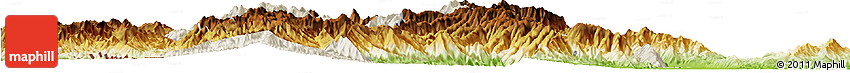 Shaded Relief Horizon Map of Tiddim, physical outside