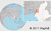 Gray Location Map of Tiddim, highlighted country