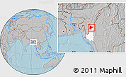 Gray Location Map of Tiddim, highlighted parent region, hill shading