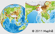 Physical Location Map of Tiddim, highlighted country, highlighted parent region, within the entire country