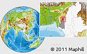Physical Location Map of Tiddim, highlighted country, highlighted parent region