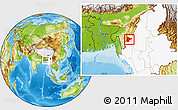 Physical Location Map of Tiddim, highlighted country