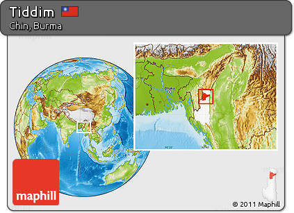 Physical Location Map of Tiddim, highlighted parent region