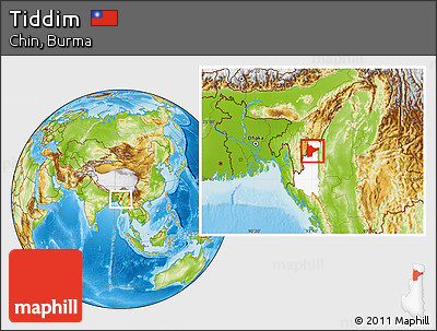 Physical Location Map of Tiddim, highlighted parent region