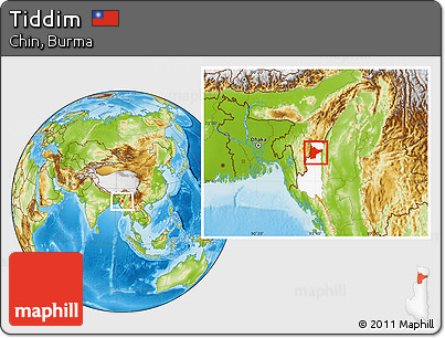 Physical Location Map of Tiddim, highlighted parent region