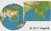 Satellite Location Map of Tiddim, within the entire country