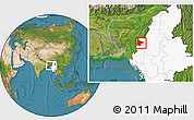 Satellite Location Map of Tiddim, highlighted country