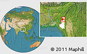 Satellite Location Map of Tiddim, highlighted parent region