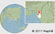 Savanna Style Location Map of Tiddim, highlighted parent region, hill shading
