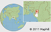 Savanna Style Location Map of Tiddim, highlighted parent region
