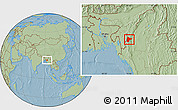 Savanna Style Location Map of Tiddim, hill shading