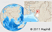 Shaded Relief Location Map of Tiddim, highlighted parent region
