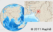 Shaded Relief Location Map of Tiddim