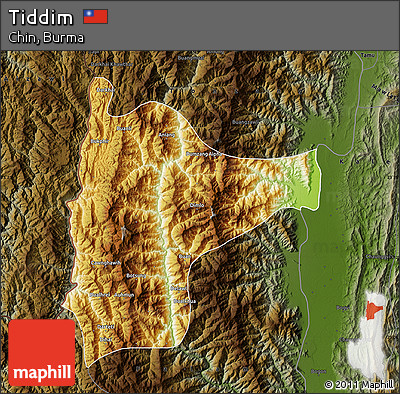 Physical Map of Tiddim, darken
