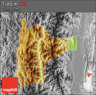 Physical Map of Tiddim, desaturated