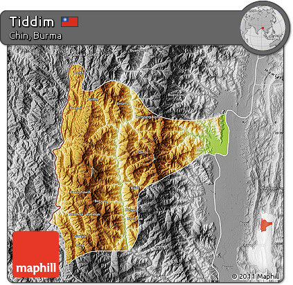 Physical Map of Tiddim, desaturated