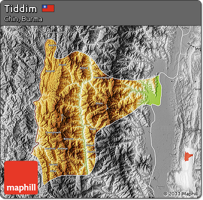 Physical Map of Tiddim, desaturated