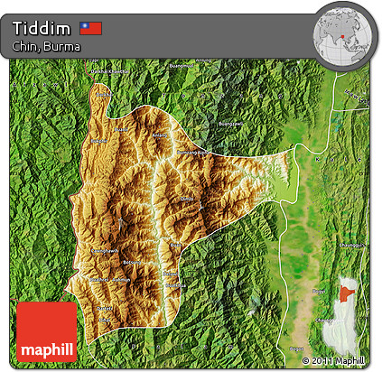 Physical Map of Tiddim, satellite outside