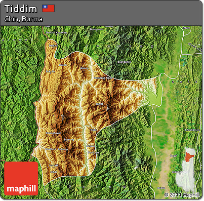 Physical Map of Tiddim, satellite outside
