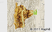 Physical Map of Tiddim, shaded relief outside