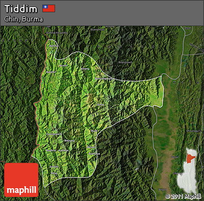 Satellite Map of Tiddim, darken