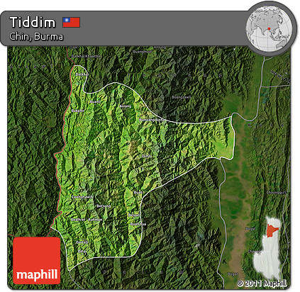 Satellite Map of Tiddim, darken