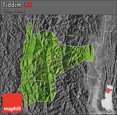 Satellite Map of Tiddim, desaturated