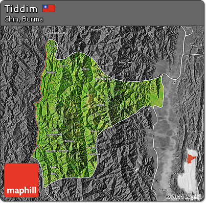 Satellite Map of Tiddim, desaturated