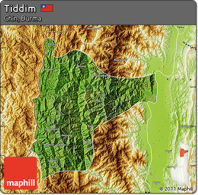 Satellite Map of Tiddim, physical outside