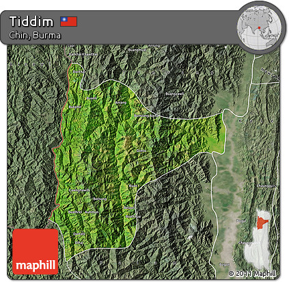 Satellite Map of Tiddim, semi-desaturated