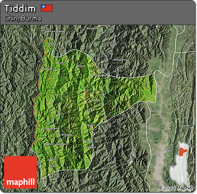Satellite Map of Tiddim, semi-desaturated