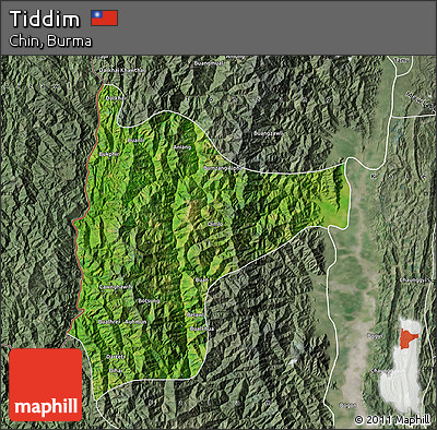 Satellite Map of Tiddim, semi-desaturated