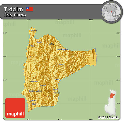 Savanna Style Map of Tiddim, single color outside