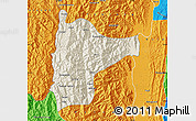 Shaded Relief Map of Tiddim, political outside