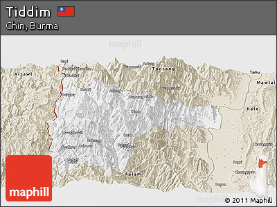Classic Style Panoramic Map of Tiddim