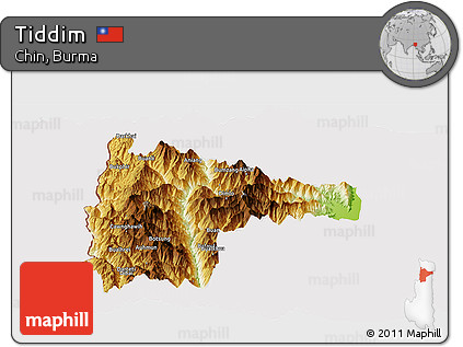 Physical Panoramic Map of Tiddim, cropped outside