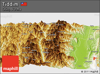 Physical Panoramic Map of Tiddim