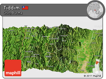 Satellite Panoramic Map of Tiddim