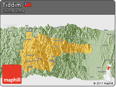 Savanna Style Panoramic Map of Tiddim