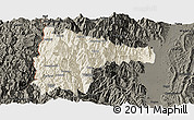 Shaded Relief Panoramic Map of Tiddim, darken