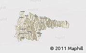 Shaded Relief Panoramic Map of Tiddim, single color outside