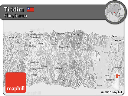 Silver Style Panoramic Map of Tiddim