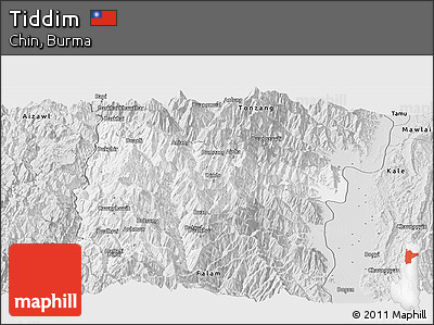 Silver Style Panoramic Map of Tiddim