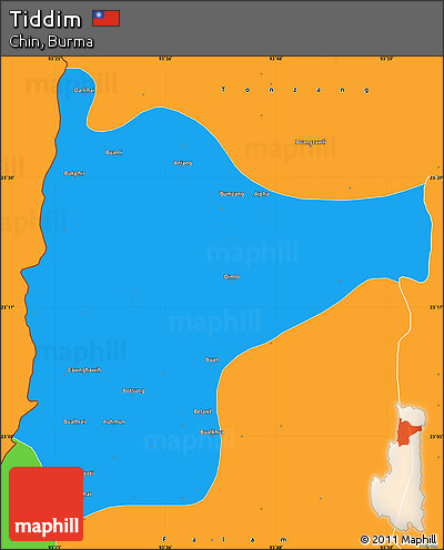 Political Simple Map of Tiddim