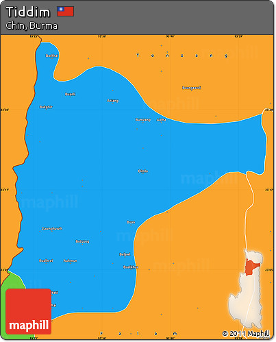 Political Simple Map of Tiddim