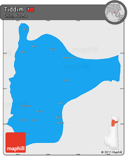 Political Simple Map of Tiddim, single color outside