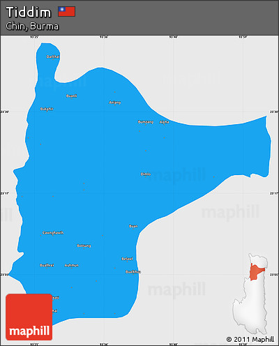 Political Simple Map of Tiddim, single color outside