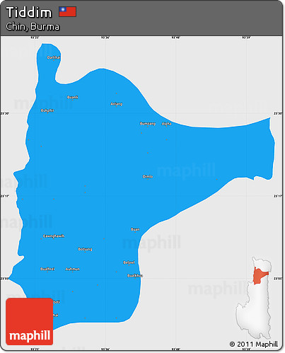 Political Simple Map of Tiddim, single color outside