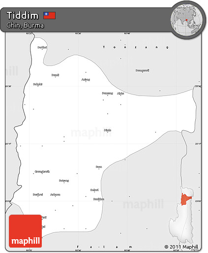 Silver Style Simple Map of Tiddim