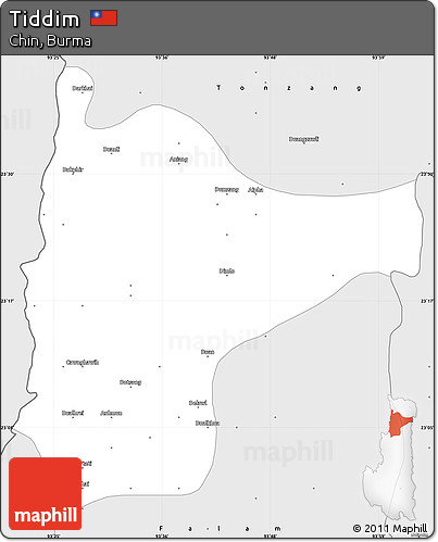 Silver Style Simple Map of Tiddim